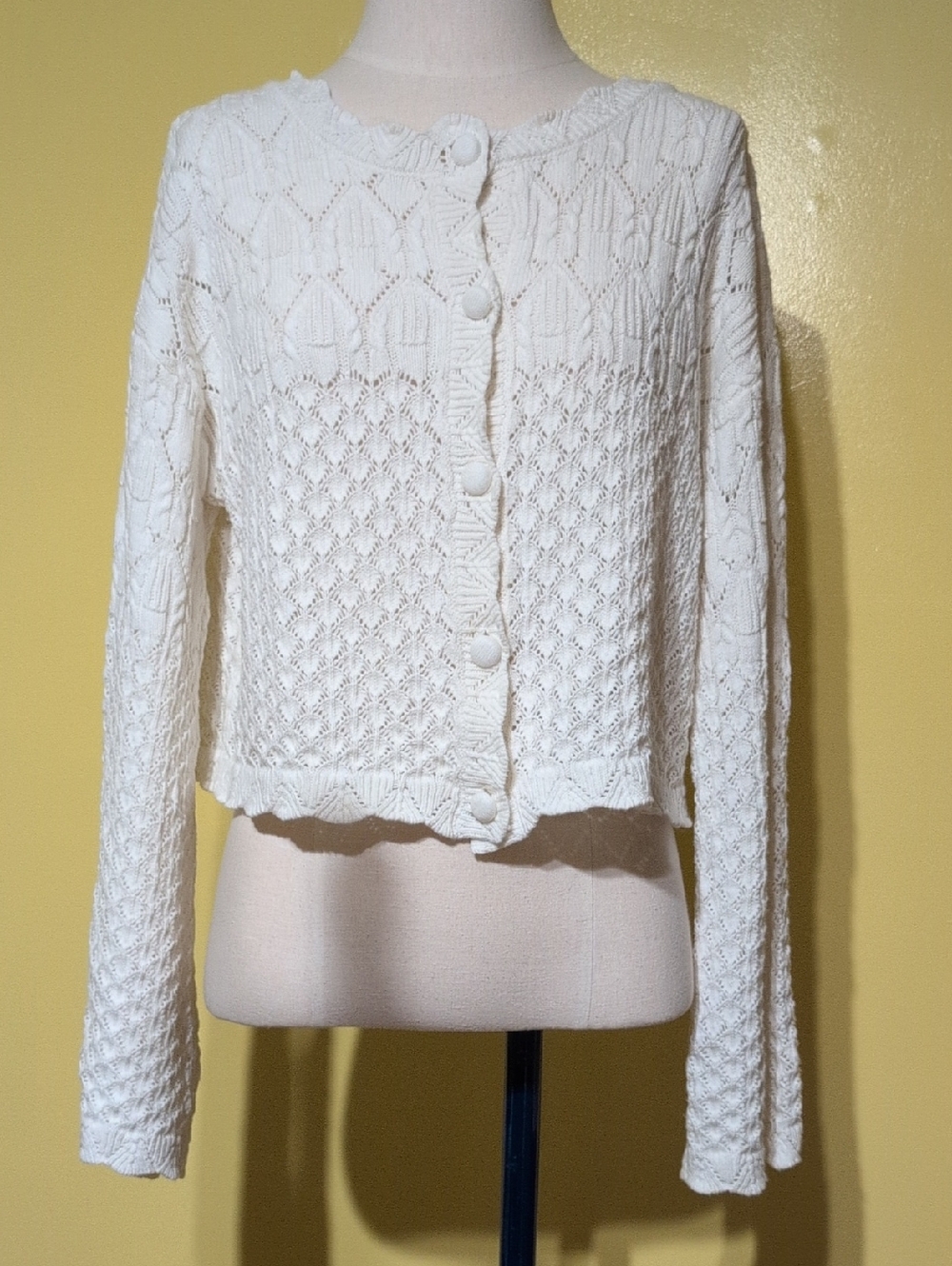 Sincerly Jules Cream Knit Button-Front Cardigan